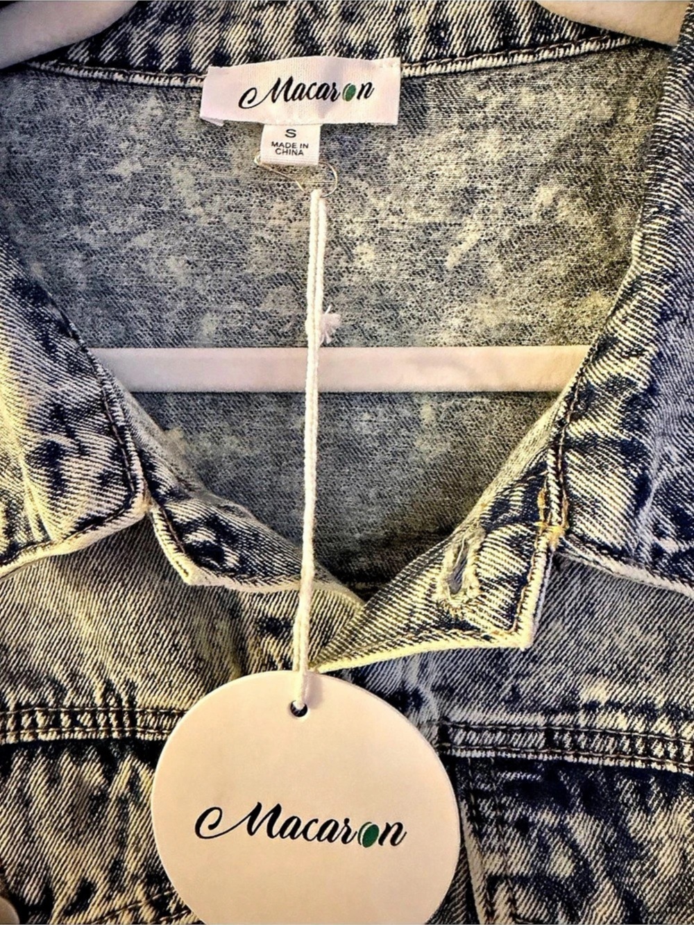 Macaron Distressed Denim Jacket - Picture 3 of 4